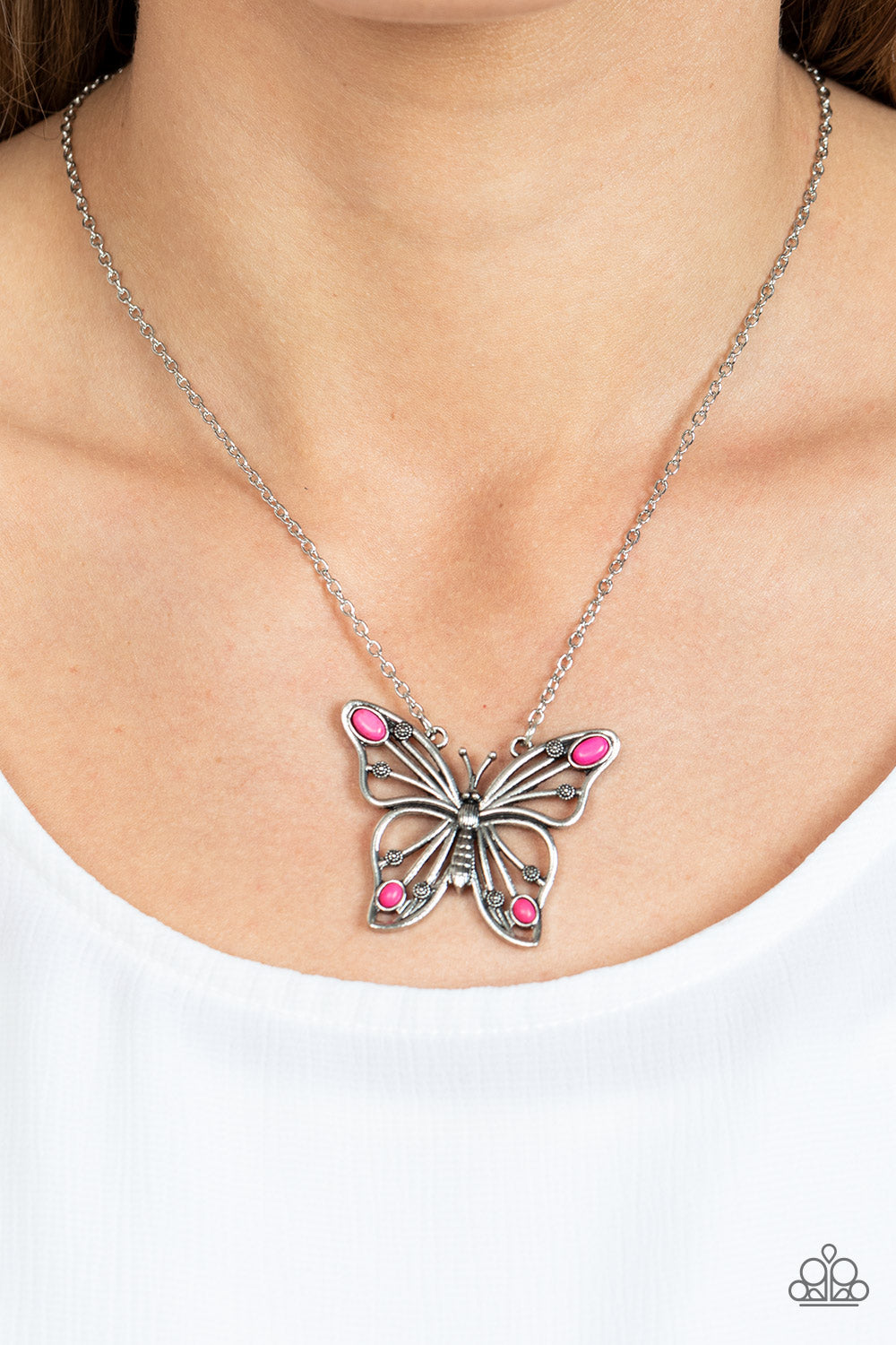 Paparazzi Badlands Butterfly - Pink Necklace- Paparazzi Jewelry Images