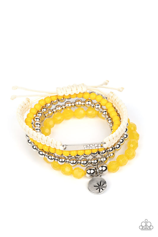 Paparazzi Offshore Outing - Yellow Bracelet - A Finishing Touch Jewelry