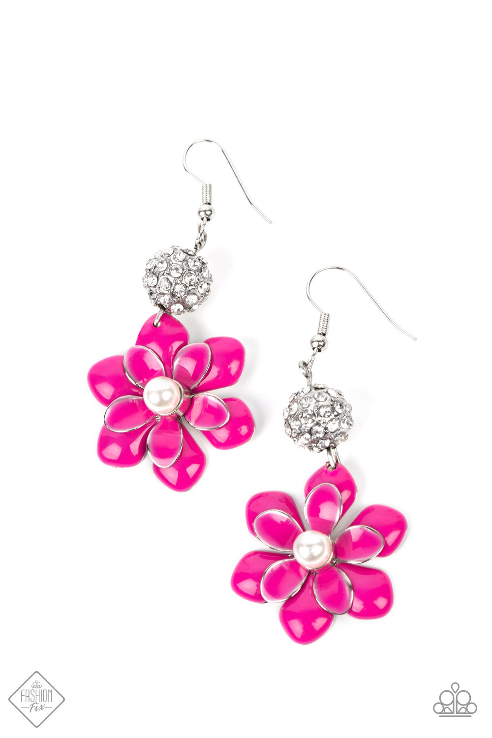 Paparazzi Bewitching Botany - Pink Earring- September 2022 Glimpse of Malibu Fashion Fix-Paparazzi Jewelry Images