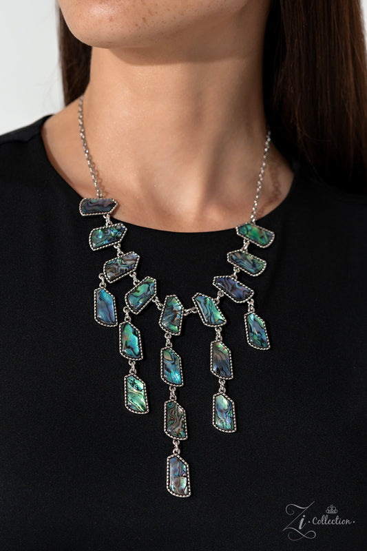2023 Zi Collection Reverie Multi Necklace: Abalone shells, silver frames, pearlescent tassels. Includes matching earrings from A Finishing Touch Jewelry