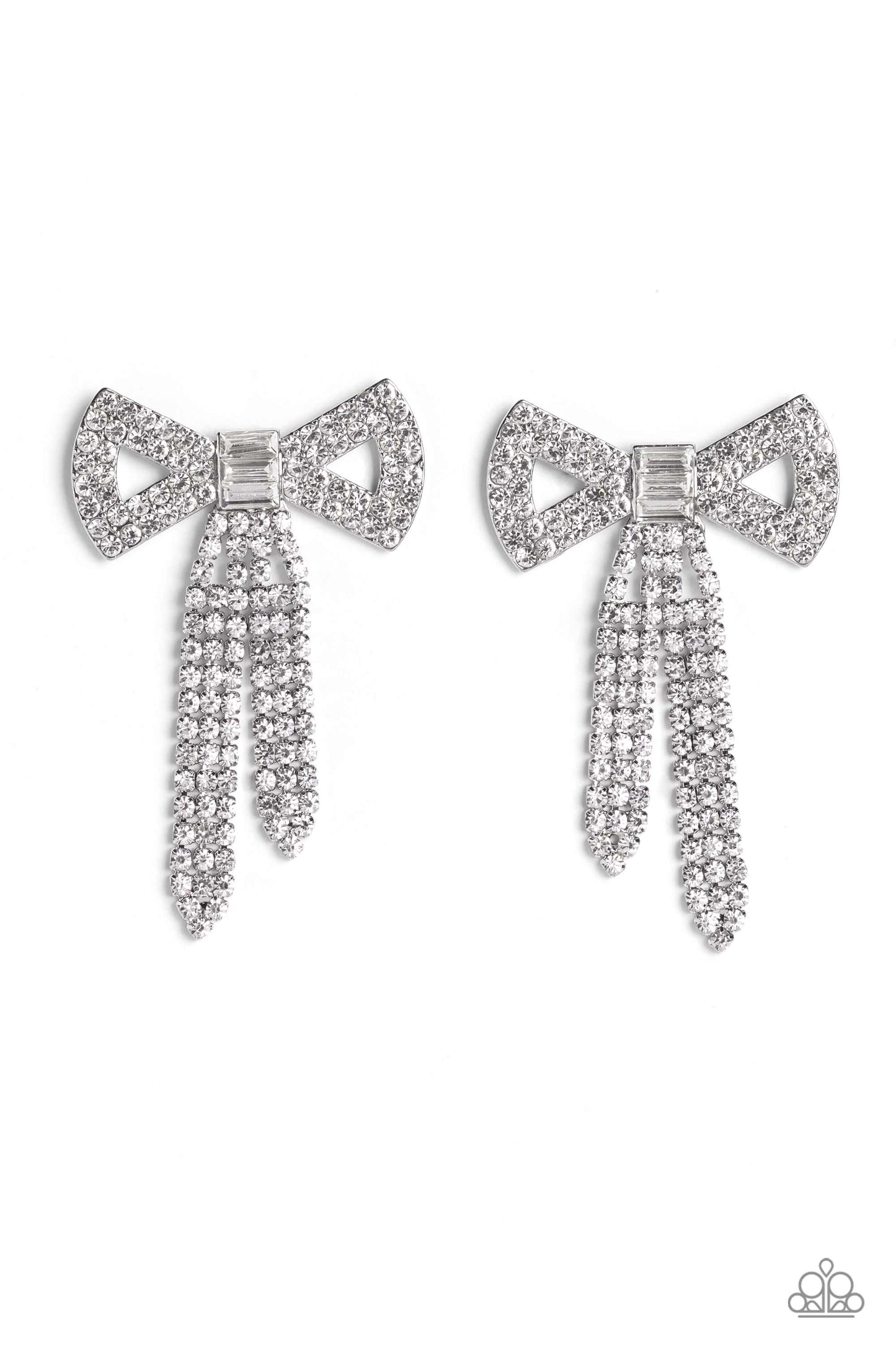 Paparazzi Just BOW White August 2023 Life of the Party Earrings