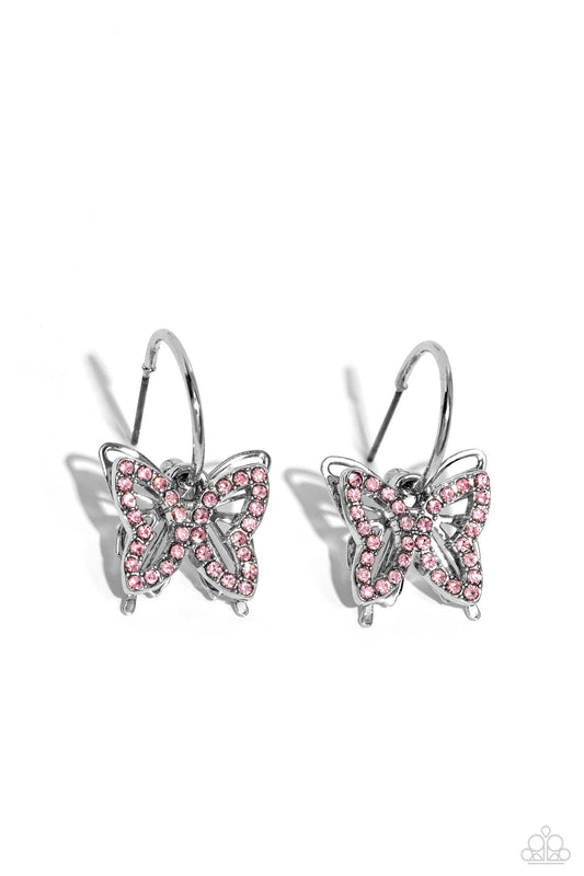 Paparazzi Lyrical Layers - Pink Butterfly Earrings