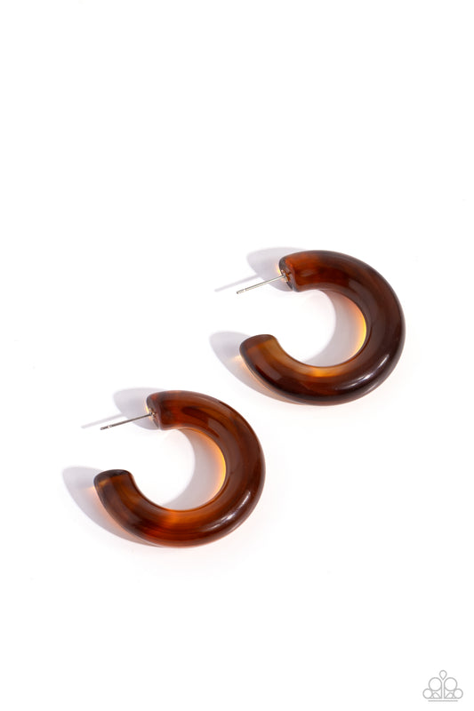 Paparazzi Glassy GAZE - Brown Earrings