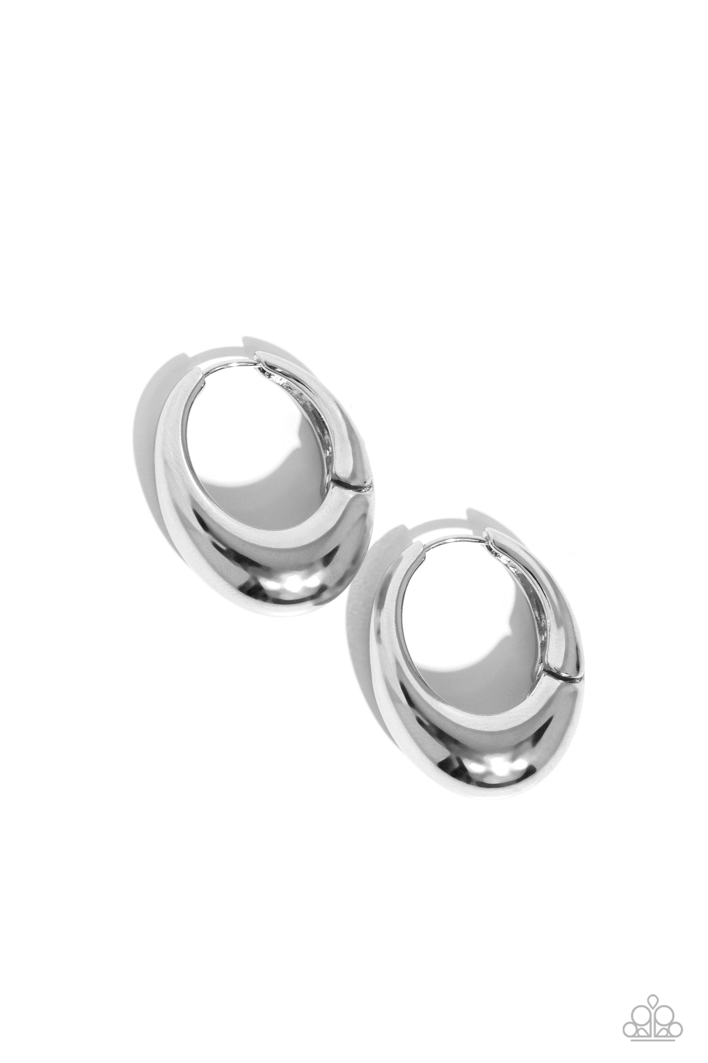 Paparazzi Oval Official - Silver Earrings