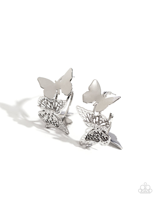 Paparazzi No WINGS Attached - Silver Earrings
