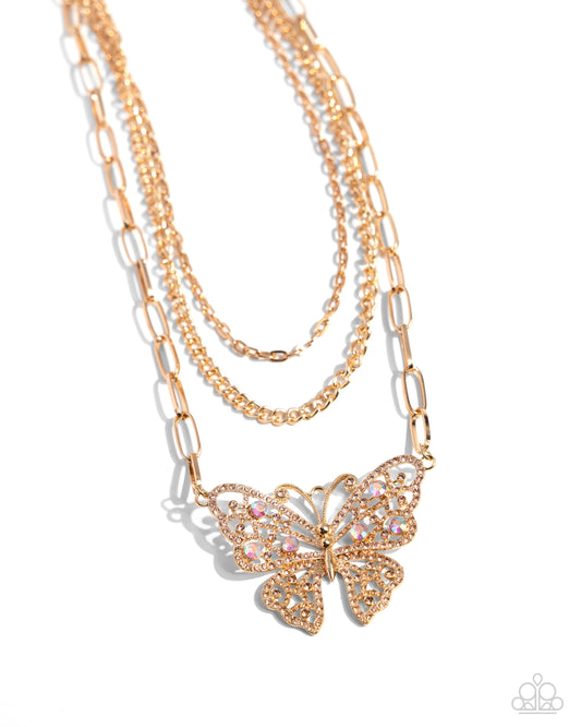 Paparazzi Winged Wonder - Gold Necklace