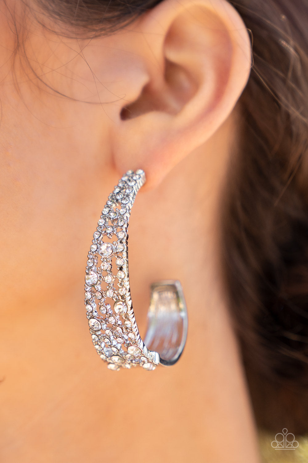 Paparazzi Cold as Ice - White Earrings - April 2022 Life Of The Party Exclusive - A Finishing Touch Jewelry