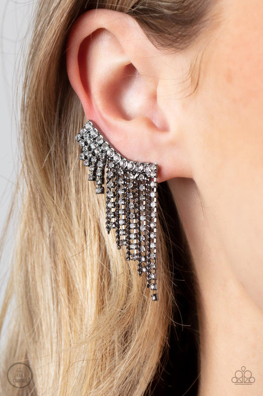 Paparazzi Thunderstruck Sparkle - Black Earring- Paparazzi Accessories Jewelry
