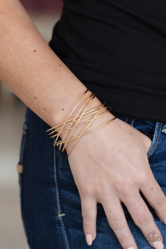 Paparazzi Strike Out Shimmer - Gold Bracelet -Paparazzi Jewelry Images