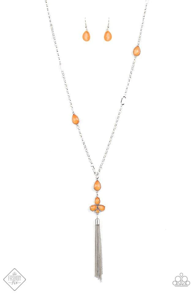 Long Necklace - Paparazzi Eden Dew - Orange Necklace Paparazzi jewelry image
