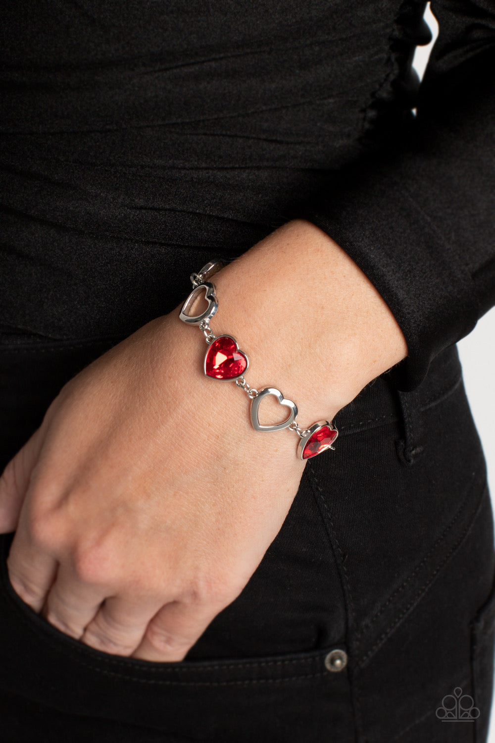 Paparazzi 2pc Set: Contemporary Cupid - Red Necklace & Sentimental Sweethearts - Red Bracelet 