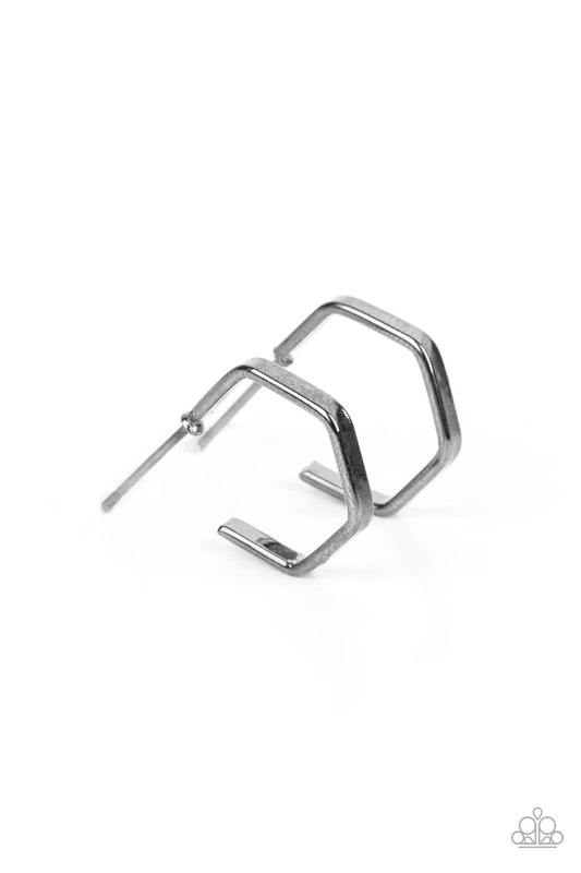 A Finishing Touch Haute Hexagons - Black Earrings