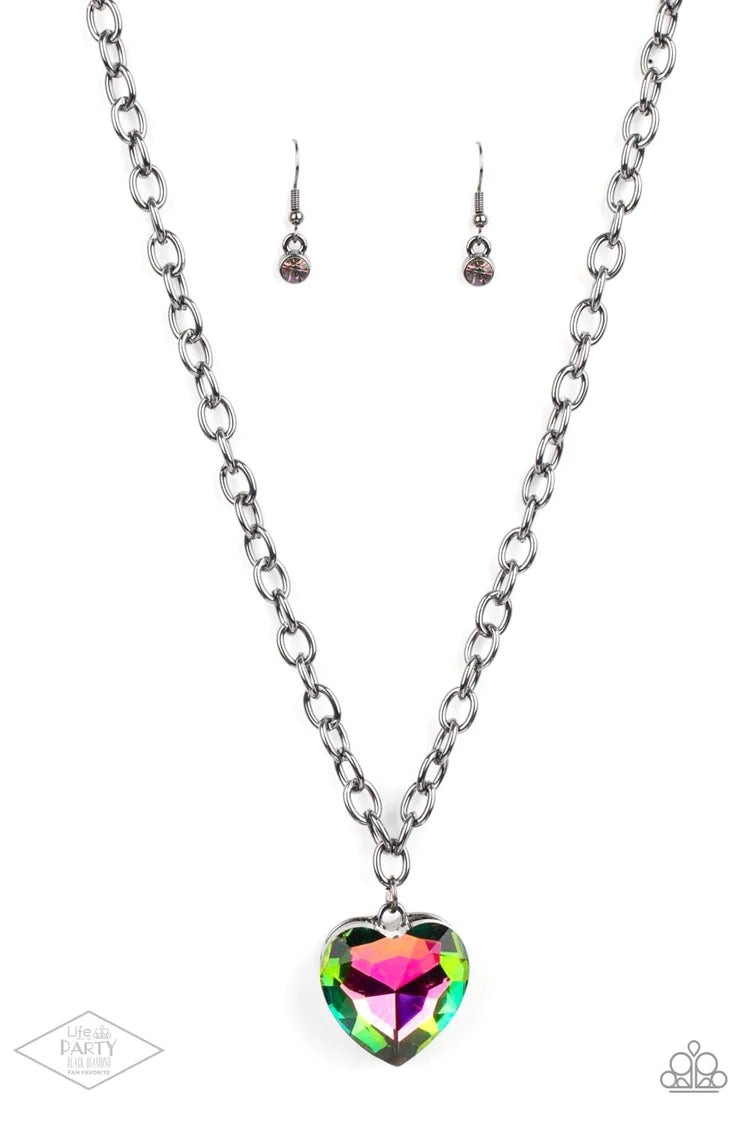 Heart Jewelry - Paparazzi Flirtatiously Flashy - Oil Spill Necklace Paparazzi jewelry image