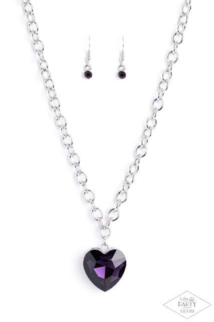 Paparazzi Flirtatiously Flashy - Purple Necklace - Black Diamond Life of The Party Exclusive Paparazzi Jewelry Images 