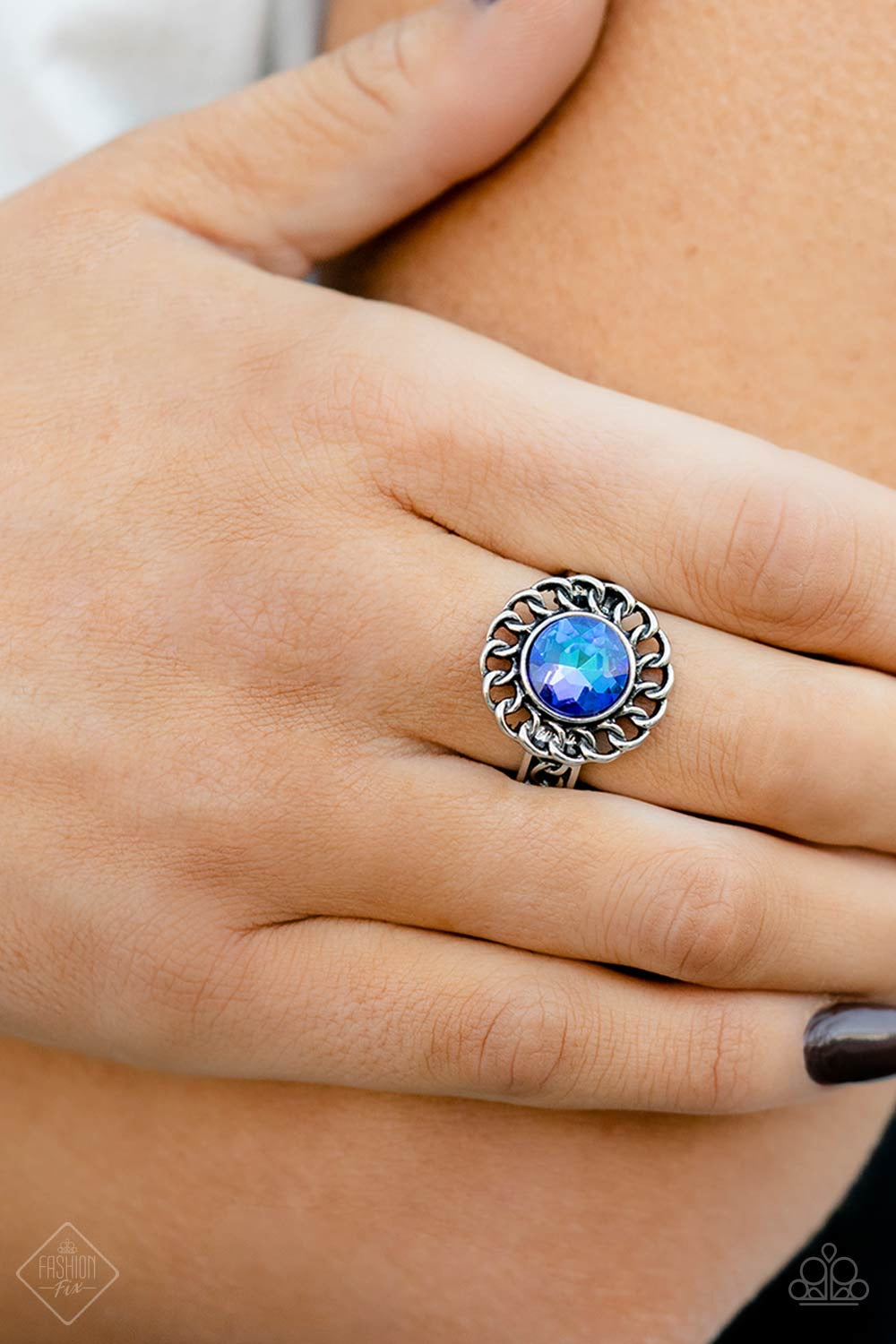Paparazzi Round Table Runway - Blue Ring- December Fashion Fix-Paparazzi Jewelry Images 