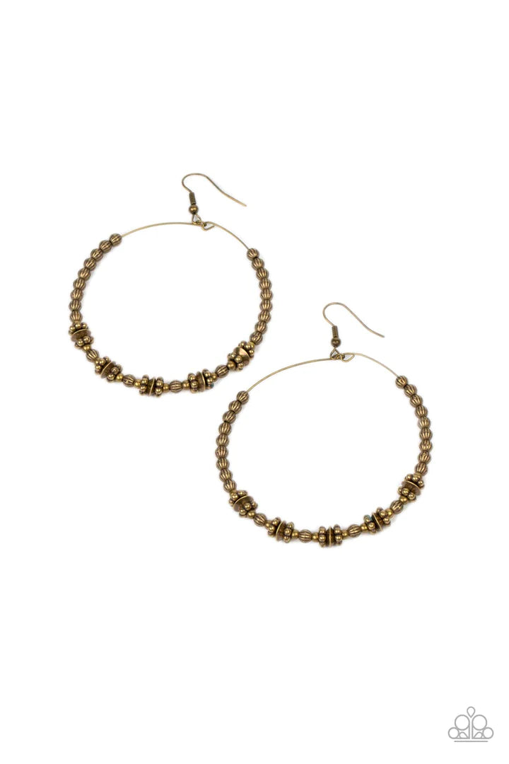 Paparazzi Simple Synchrony - Brass Earring Paparazzi Jewelry Images 