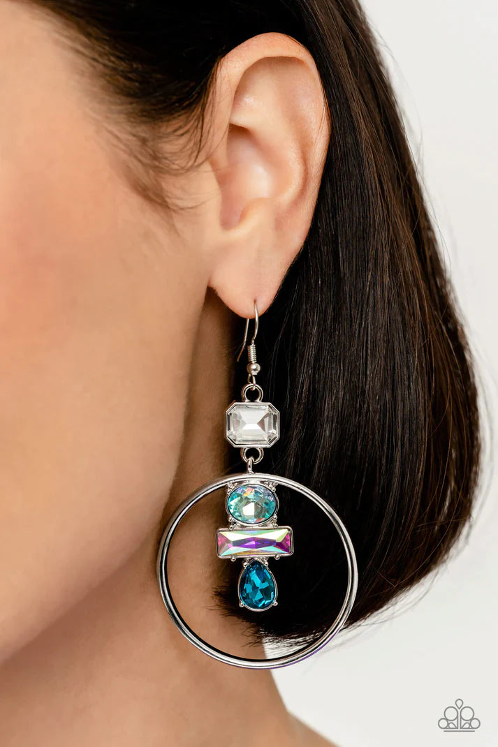 Geometric Glam - Blue Earrings - Paparazzi Jewelry 