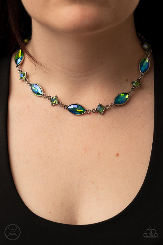 Paparazzi Prismatic Reinforcements - Green Necklace- Paparazzi Accessories Jewelry