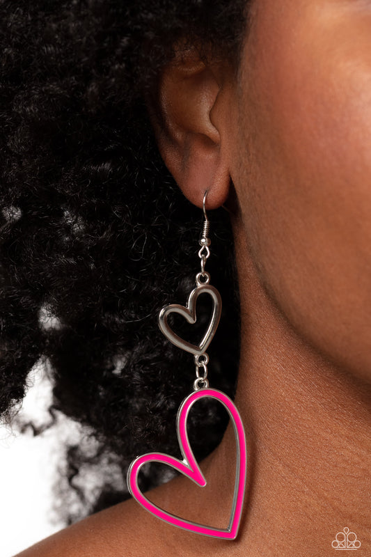 Heart Jewelry - Paparazzi Pristine Pizzazz - Pink Heart Earrings Paparazzi jewelry image