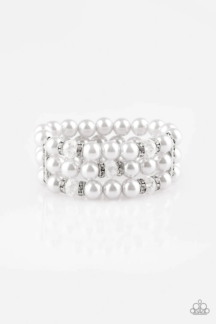 Paparazzi Undeniably Dapper - White Bracelets Paparazzi Jewelry Images 