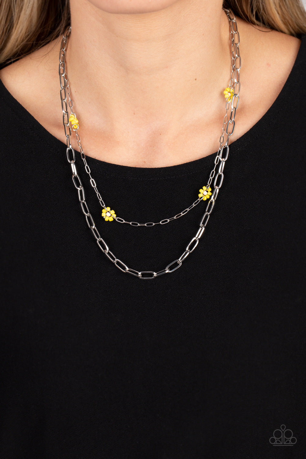 Paparazzi Bold Buds - Yellow Necklace -Paparazzi Jewelry Images 