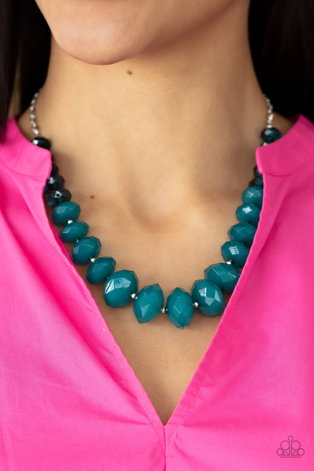 Paparazzi Happy-GLOW-Lucky - Blue Necklace - A Finishing Touch Jewelry