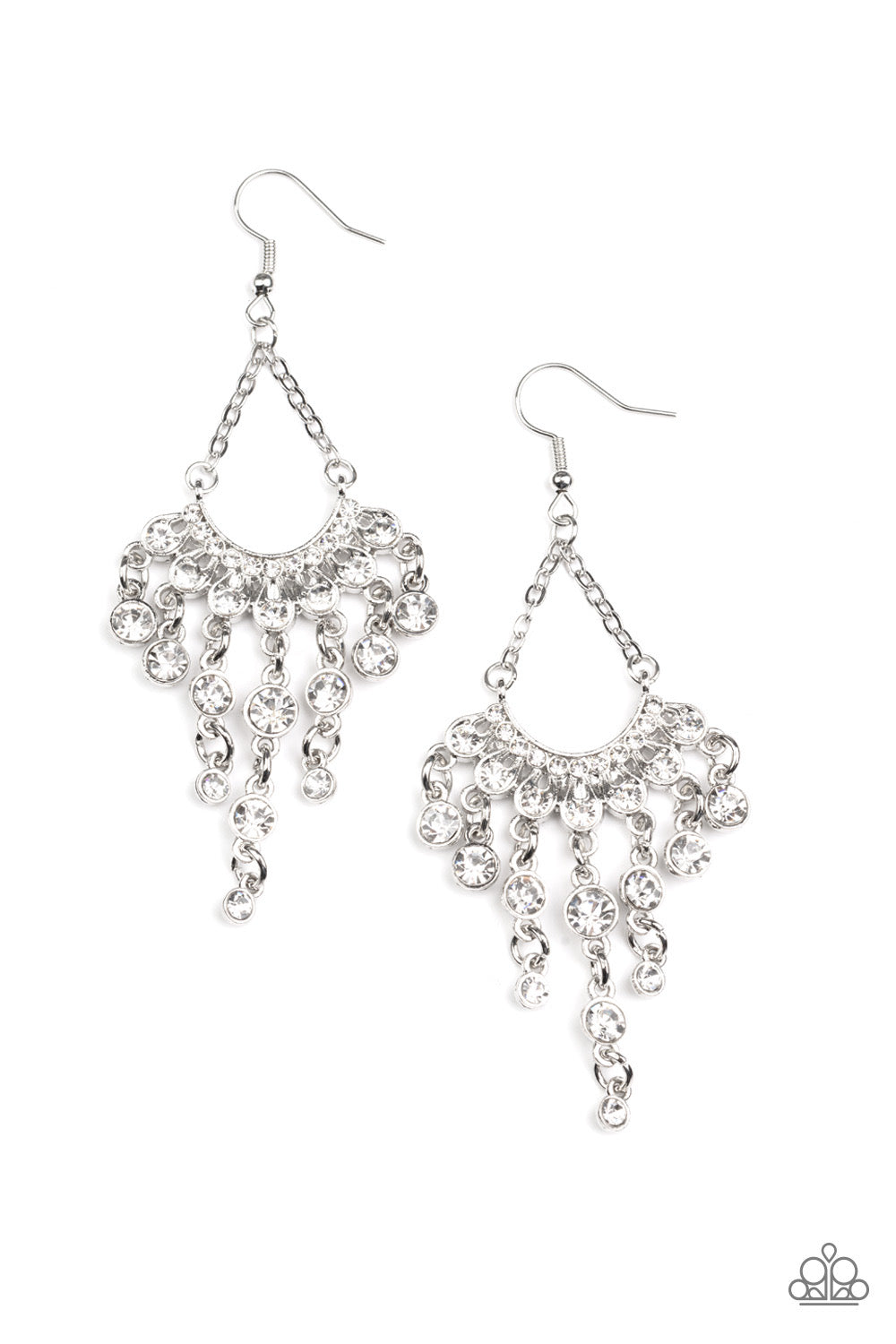 Paparazzi Commanding Candescence - White Earrings-Paparazzi Jewelry Images 