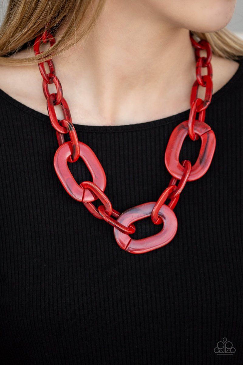 Paparazzi All In-VINCIBLE Red Acrylic Necklace