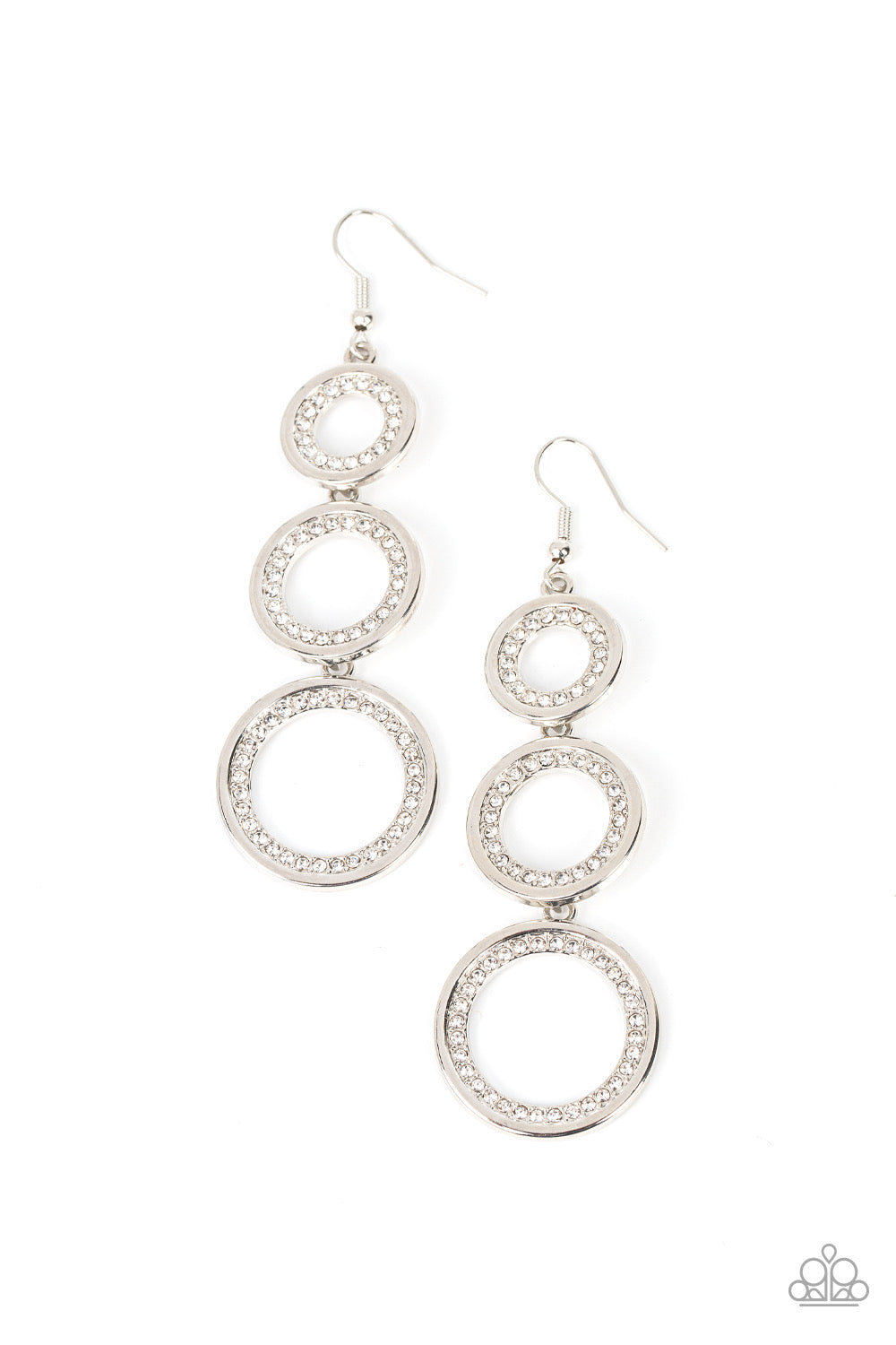 Paparazzi Shimmering in Circles - White Earrings