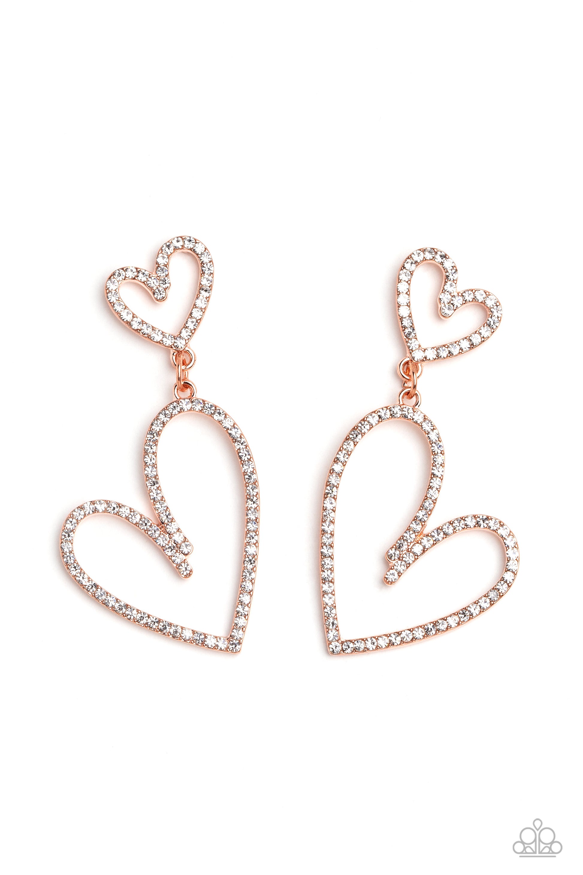 Paparazzi Doting Duo Copper Heart Earrings A Finishing Touch Jewelry