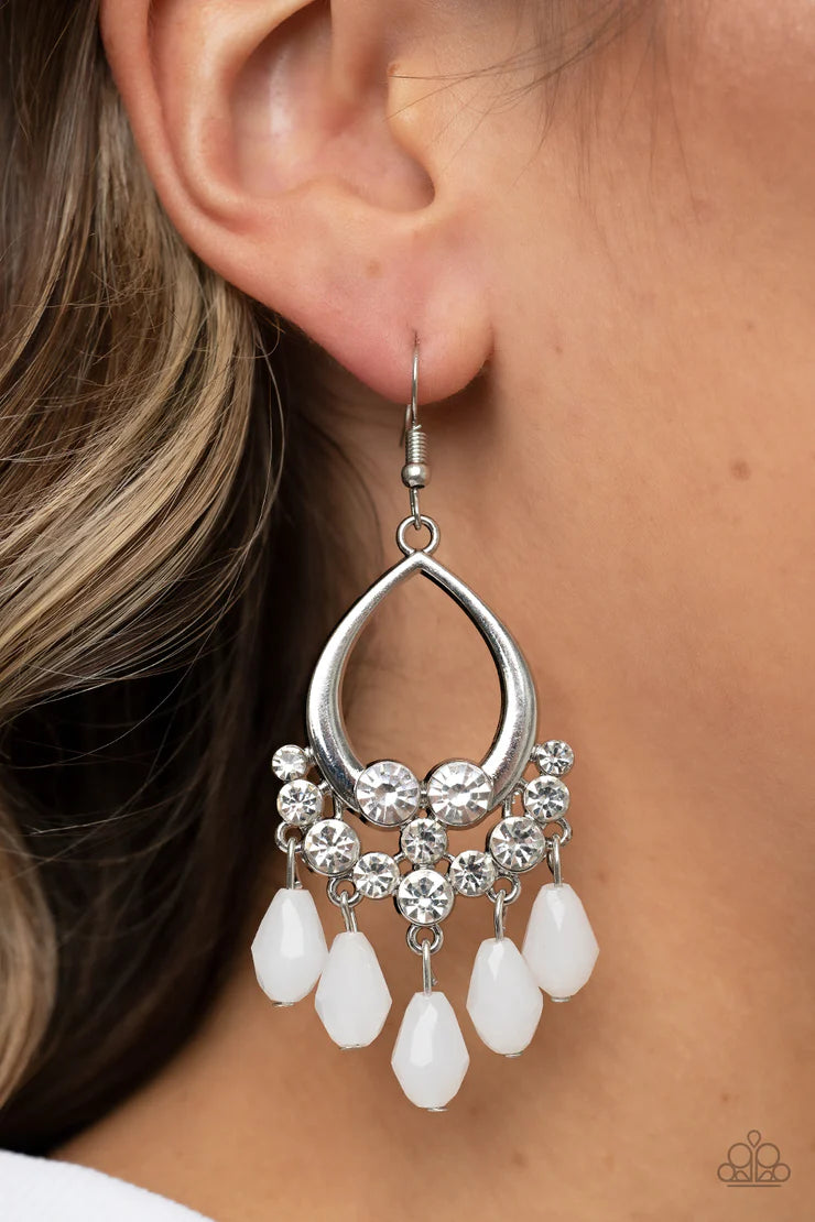 Paparazzi Earrings - Famous Fashionista - White Earring Paparazzi Jewelry Images 