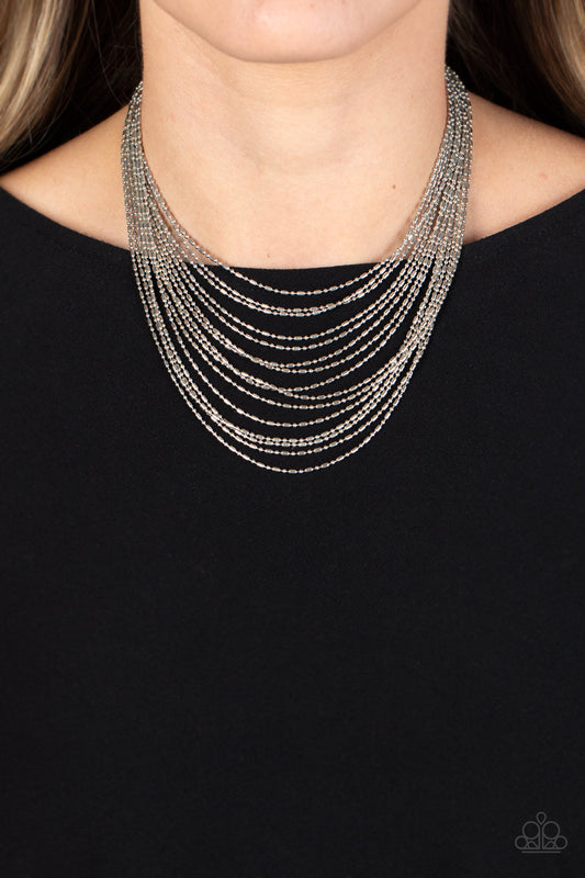 Paparazzi Cascading Chains - Silver Necklace