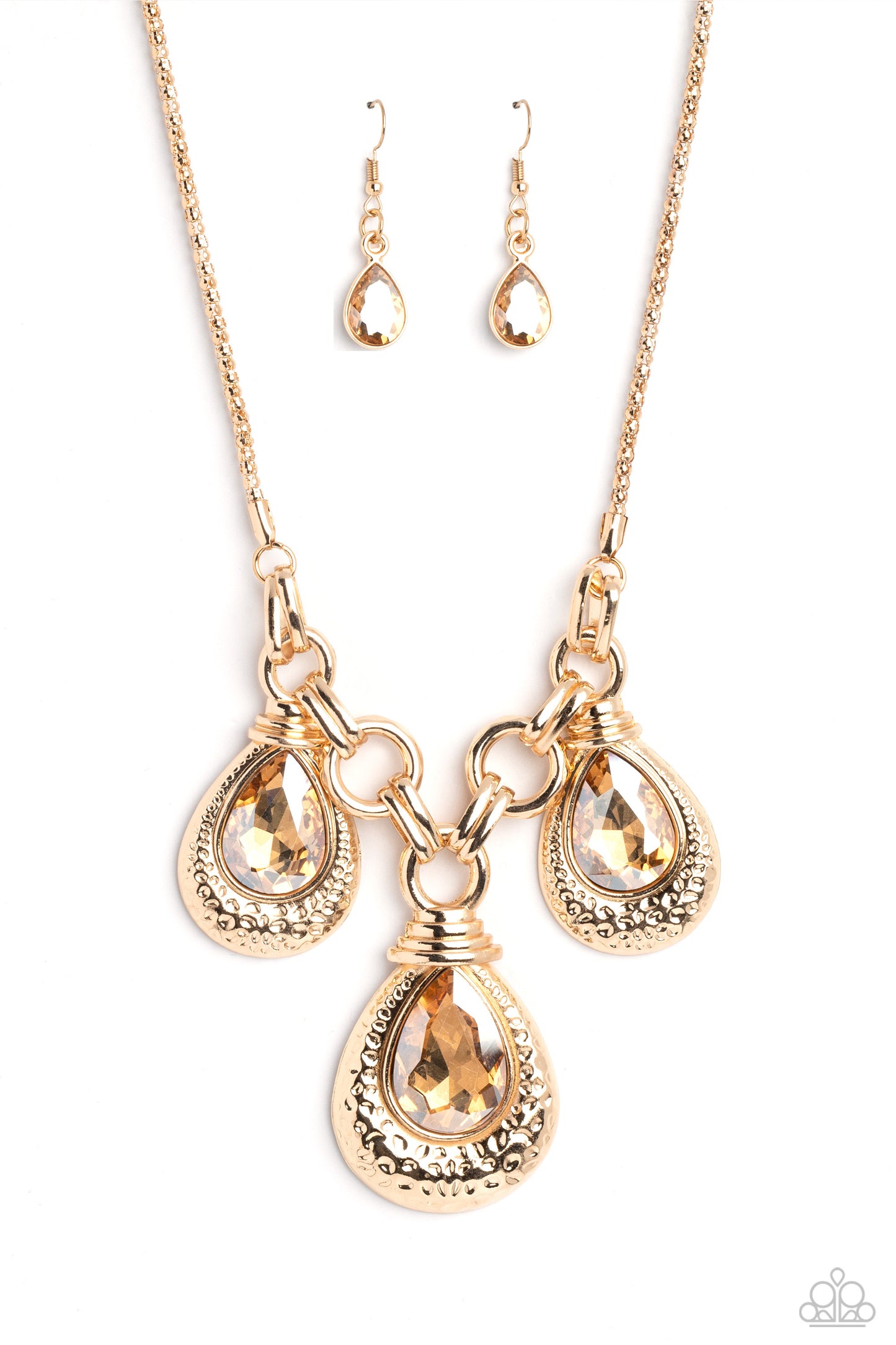 Paparazzi 2pc set: Built Beacon - Gold Necklace & Crafted Coals - Gold Bracelet - Bling Jewelry