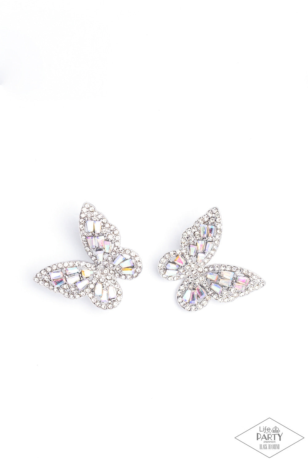 Paparazzi Smooth Like FLUTTER - Multi Iridescent Earrings-Black Diamond Encore-Life of the Party 