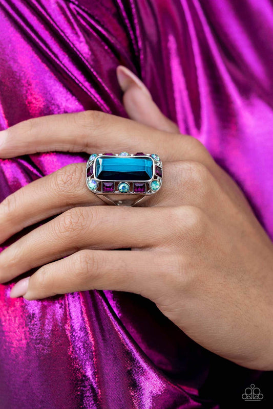 Paparazzi Radiant Rhinestones Ring - Blue Ring - Bling Jewelry