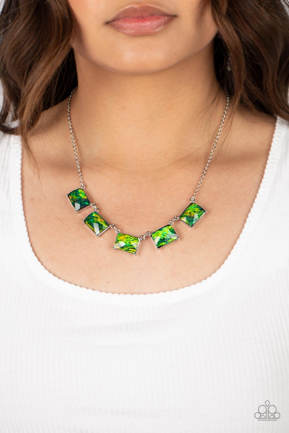 Paparazzi Opalescent Oblivion - Green Necklace -paparazzi jewelry images 