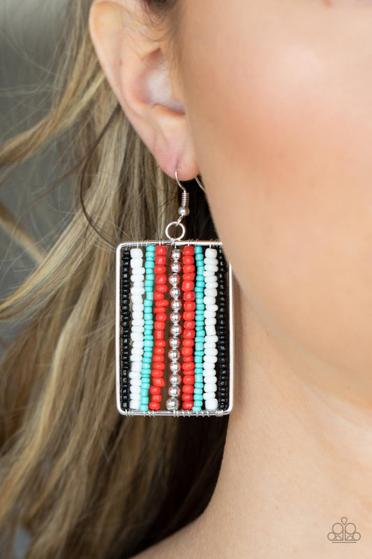 Paparazzi Beadwork Wonder - Red Earring - A Finishing Touch Jewelry