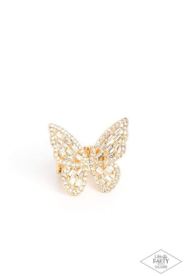Paparazzi Flauntable Flutter - Gold Butterfly Ring - Butterfly Jewelry Paparazzi jewelry images