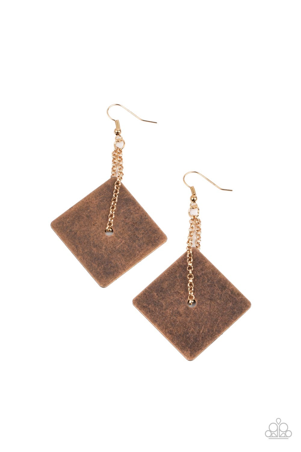 Paparazzi Block Party Posh - Copper Earrings -Paparazzi Jewelry Images 