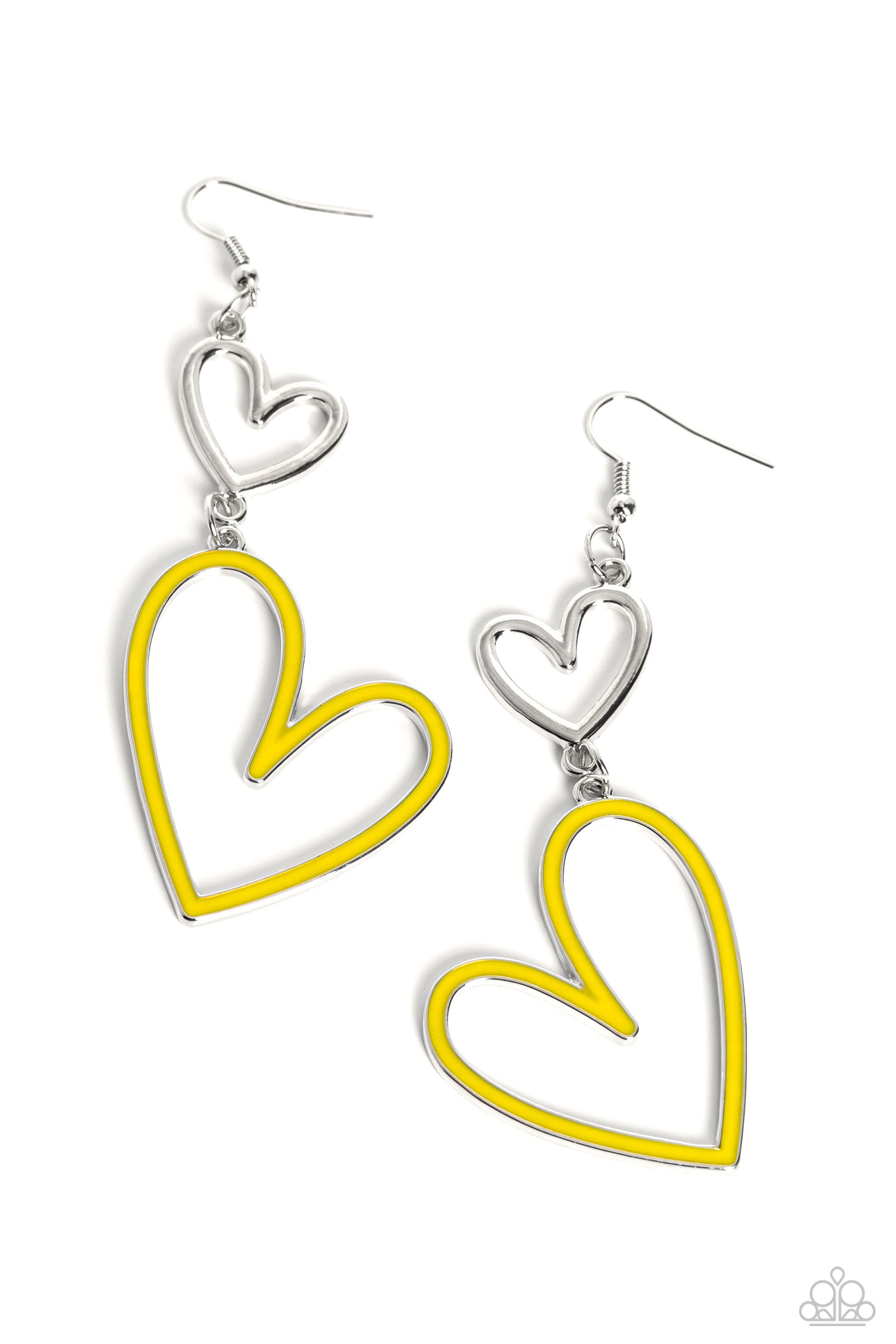 Heart Jewelry - Paparazzi Pristine Pizzazz - Yellow Heart Earrings Paparazzi jewelry image