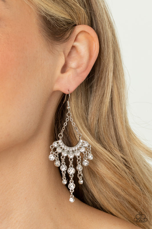 Paparazzi Commanding Candescence - White Earrings-Paparazzi Jewelry Images