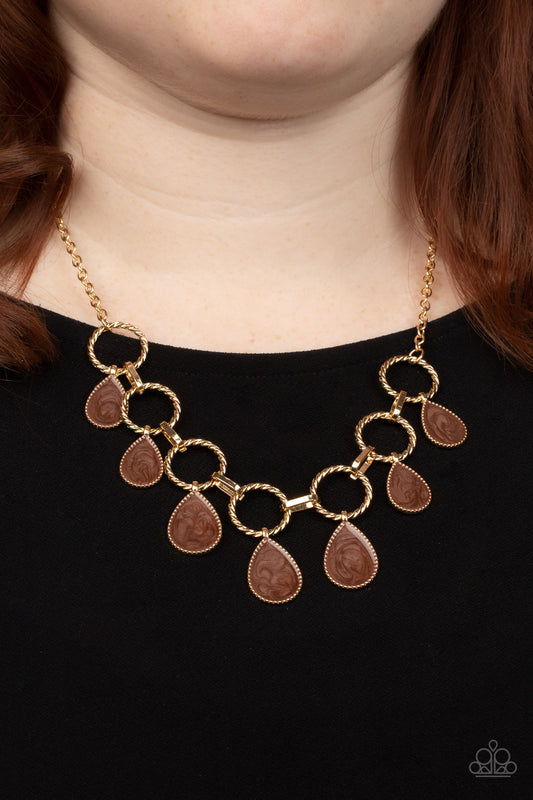 Paparazzi Golden Glimmer - Brown Necklace -Paparazzi Jewelry Images 