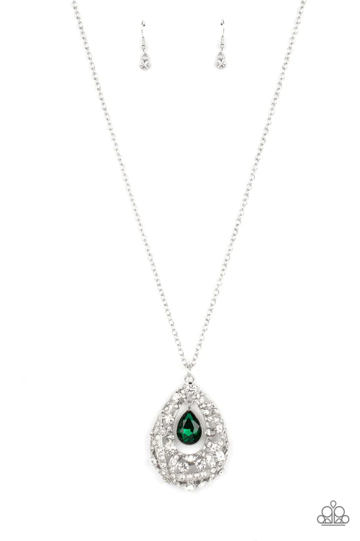 Paparazzi Glitz and Glow Green Necklace A Finishing Touch Jewelry