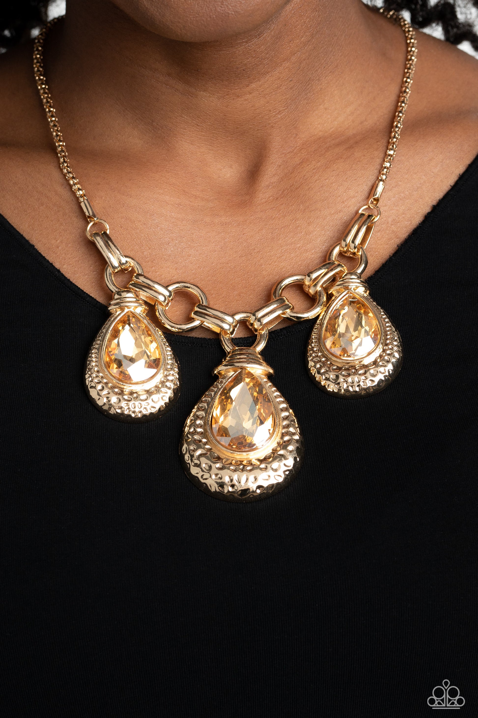 Paparazzi 2pc set: Built Beacon - Gold Necklace & Crafted Coals - Gold Bracelet - Bling Jewelry