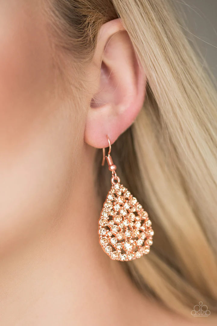 Paparazzi Sparkle Brighter - Copper Earrings - A Finishing Touch Jewelry