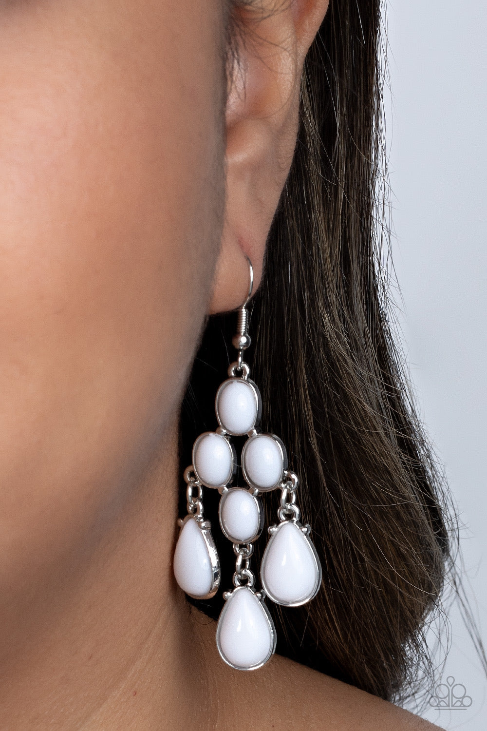White Earrings - Feeling TIER-rific - Paparazzi Earrings - Paparazzi Jewelry Images