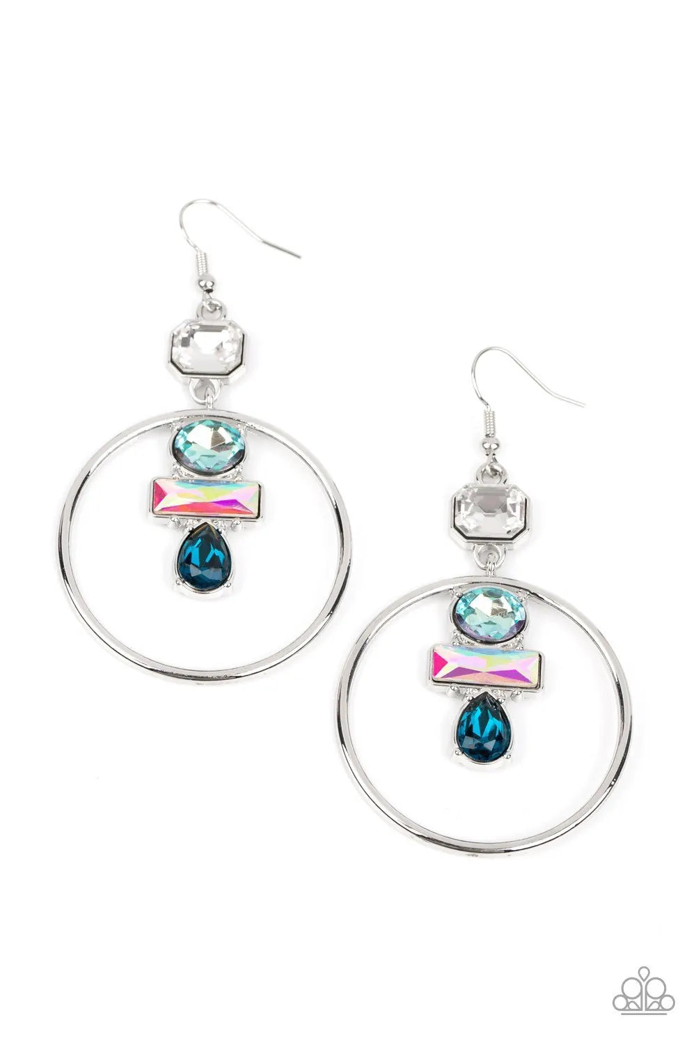 Geometric Glam - Blue Earrings - Paparazzi Jewelry