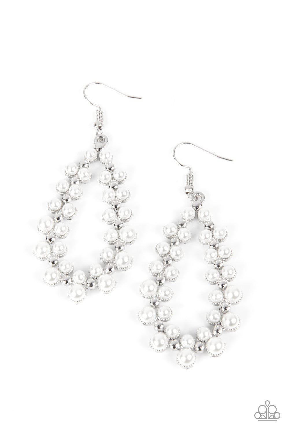 Paparazzi Absolutely Ageless - White Earrings -Paparazzi Jewelry Images 