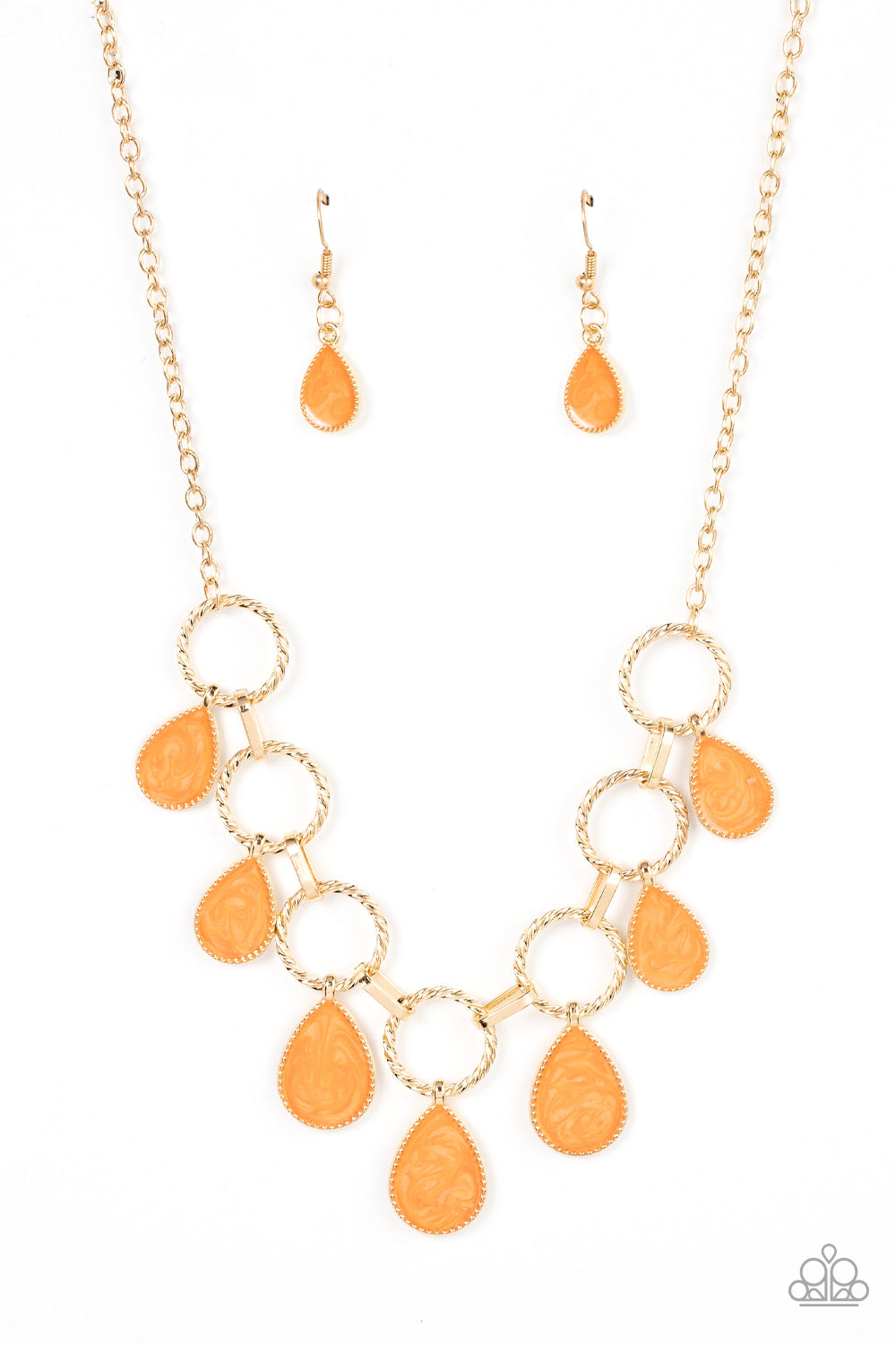 Paparazzi Golden Glimmer - Orange Necklace