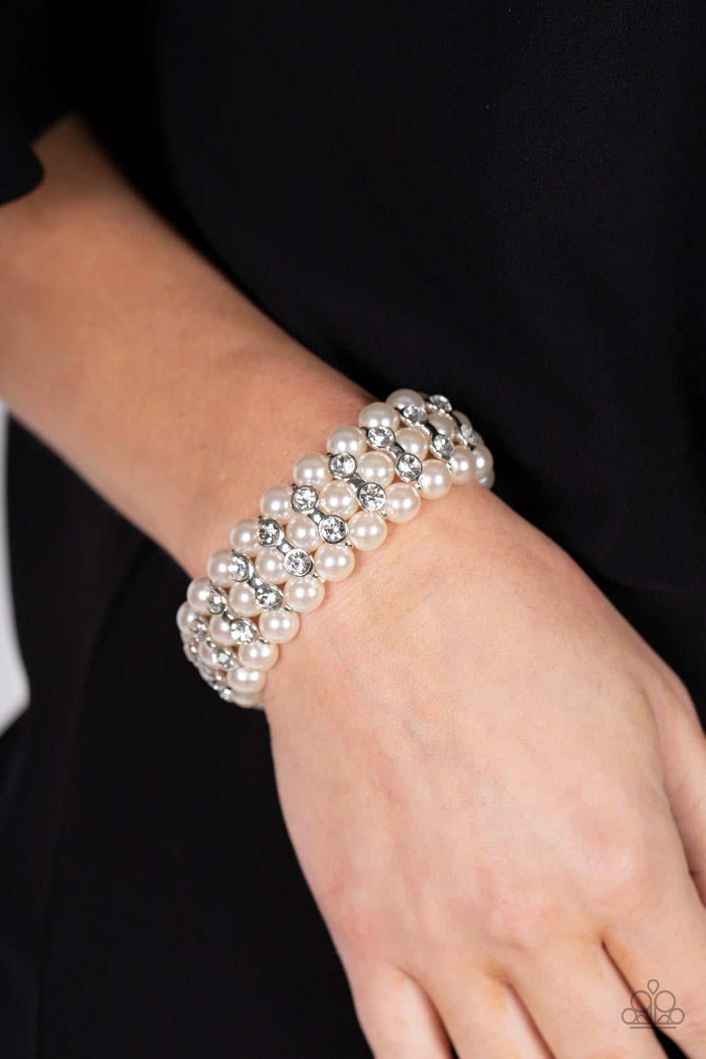 Paparazzi Eiffel Tower Elegance - White Bracelet - A Finishing Touch Jewelry